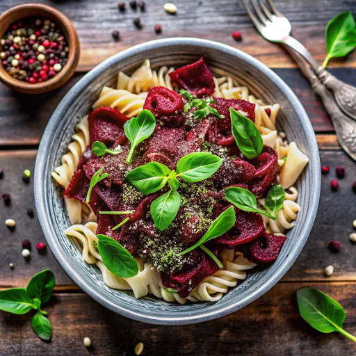 चुकंदर और चिया बीज पेस्टो पास्ता